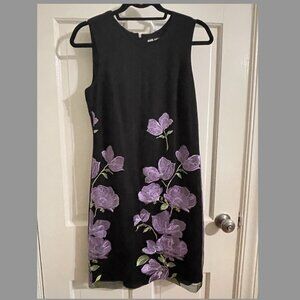Karl Lagerfeld Paris Black dress with purple flower embroidery